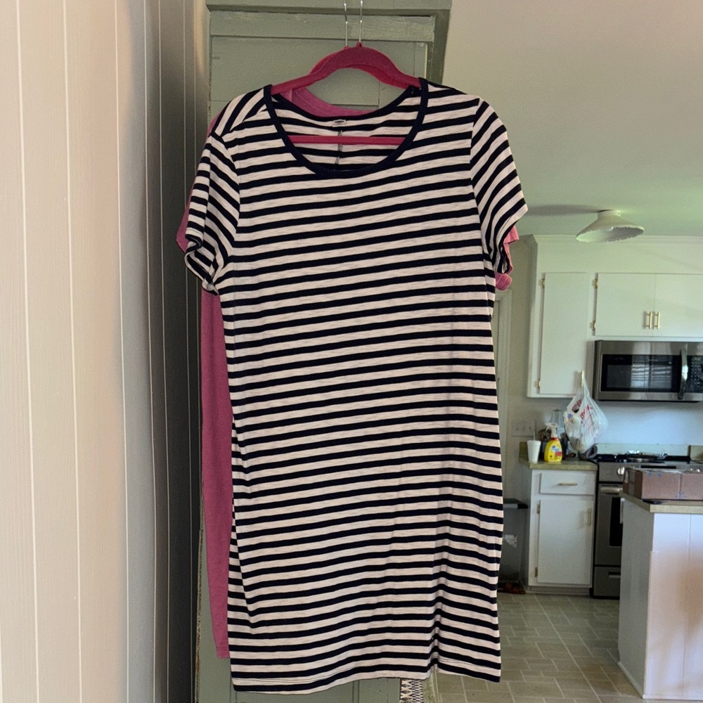 Navy and  White Striped T-Shirt Dress